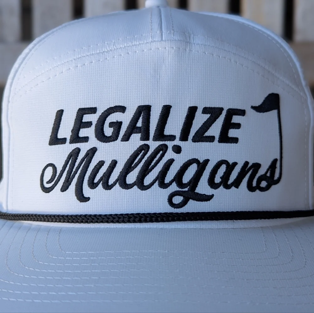 NWOT Legalize Mulligans Golf Tech Hat White Black One Size Preppy Breathable